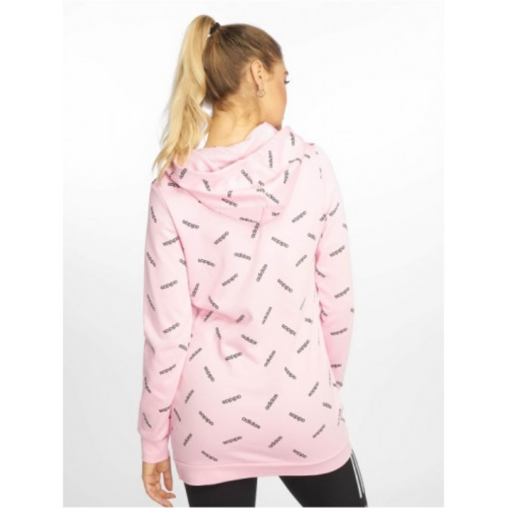ADIDAS All Over Logo Print Long Pullover Hoodie - Picture 2 of 8